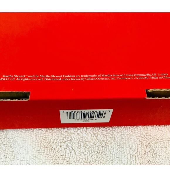 NWT Martha Stewart Holiday Tree Ornament 4 Piece Set Plaid Wooden Christmas Gift - Picture 6 of 7